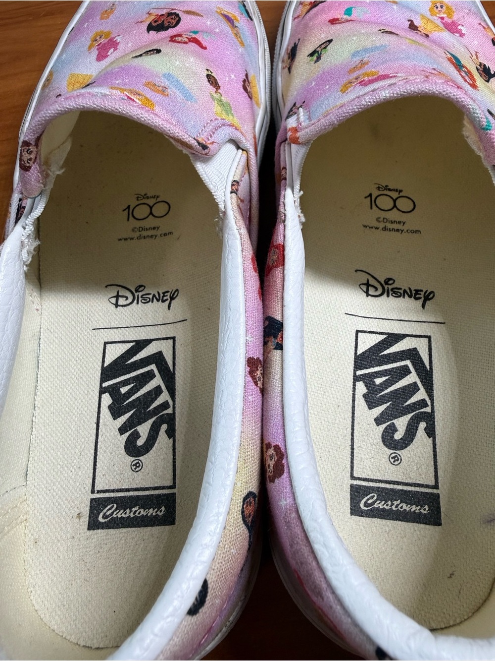 Vans x Disney Princess Custom Slip on Sneaker Pink Canvas Shoe W9.5 - Picture 9 of 10